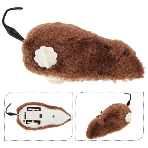 Jump Mouse Toy Mechanical Animal Stuffed Wind up Plush Clockwork - Picture 7 of 12