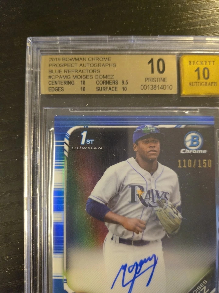 Moises Gomez 2019 Bowman Chrome 1st Autograph Auto CPA-MG Rays /150 BGS 10 / 10 - Image 2 of 3