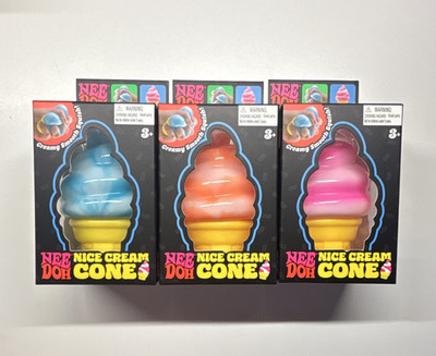 NeeDoh Nice Cream Cone Squishy Tactile Squeeze Toy Blue/Orange/Pink Ages 3+