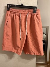 Departwest Men's Coral Shorts Drawstring Elastic Waist Pockets Size S
