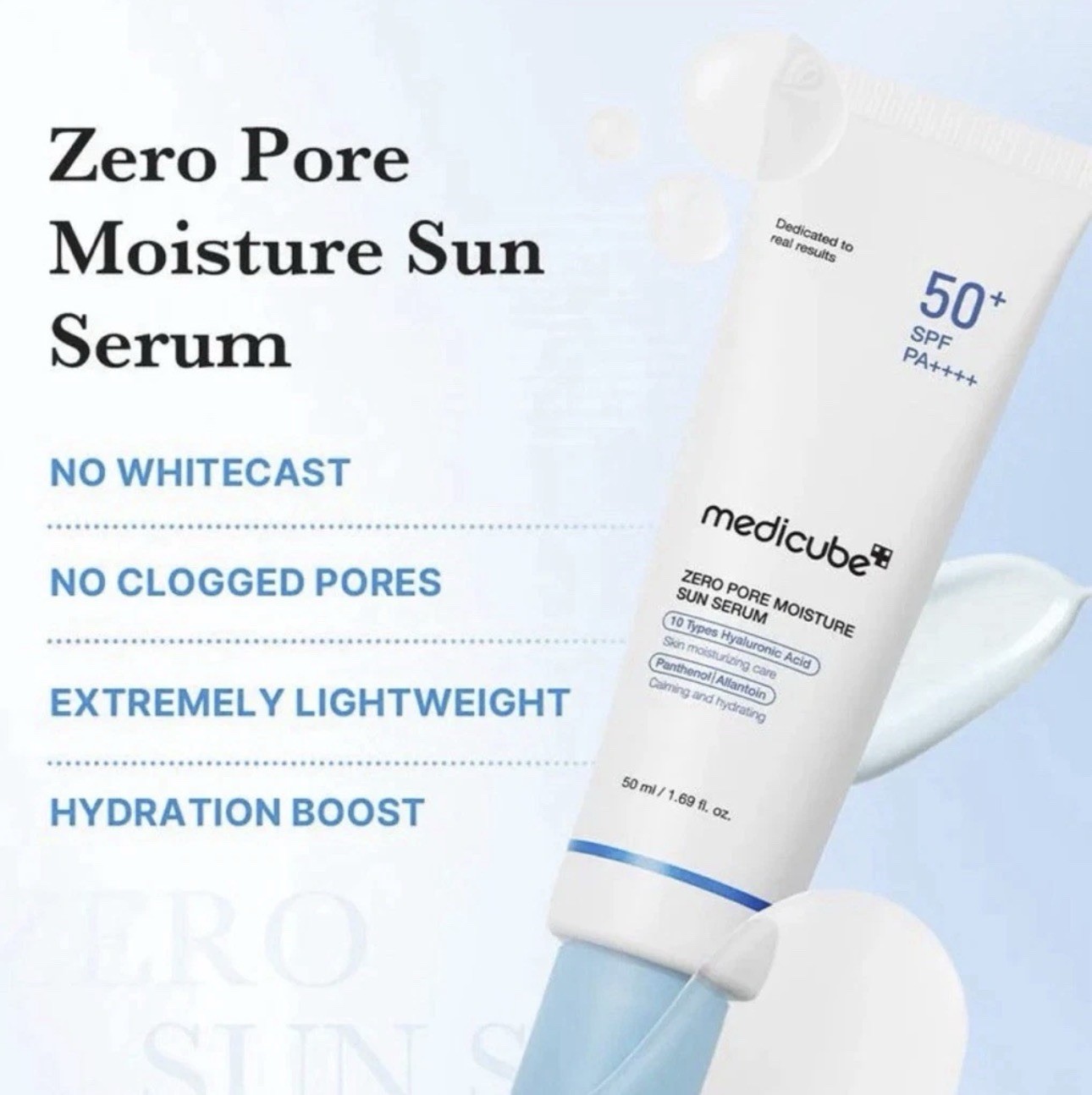 Medicube Zero Pore Moisture Sun Serum SPF50+ PA++++ 50ml Authentic Korean