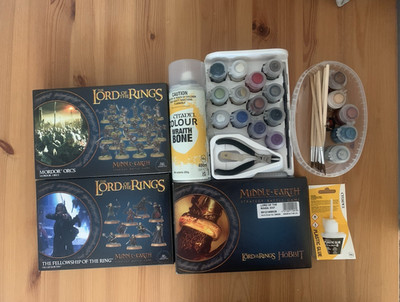 Herr der Ringe Tabletop Set mit Farben, Pinsel, Kleber & Zubehör