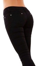 Pantalone Nero donna da Lavoro elasticizzati morbido strass nuovo taglie comode