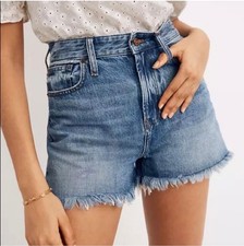 Madewell The Perfect Jean Short High-Rise Raw Hem Cutoff Denim 25