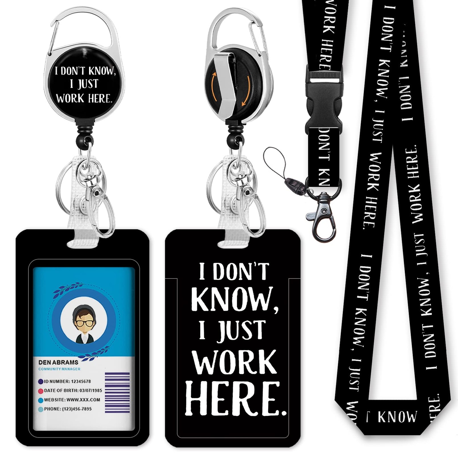 Retractable Badge Holders with Detachable Lanyard, Funny Id Card Holder Keych...