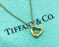 Tiffany & Co. Elsa Peretti 18K Gold Open Heart Pendant Necklace 7mm