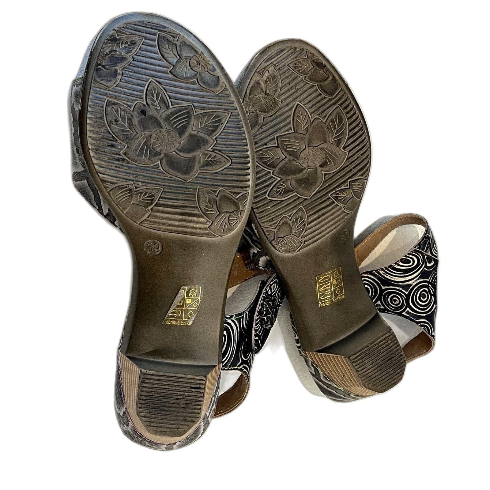 L'Artiste Spring Step Alluroe Sandals Grey Ankle Strap Open Toe Size 39 Leather 