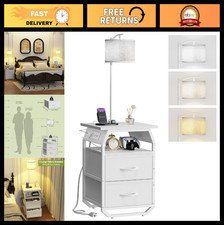 Stylish Floor Lamp with Side Table  3-Color Temperature Bulb, 2 Drawers  Charg