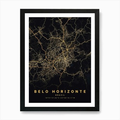 Belo Horizonte Brasilien Schwarz und Gol Gerahmtes Wandbild Poster Leinwanddruck Bild