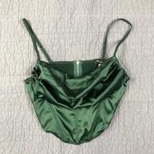 Urban Outfitters Top Women Large Green Satin Corset Bustier Crop Fairy Gothic