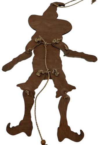 Vintage 1991 Wood Pull String Witch Doll 16” FALL DECOR Folk Art Halloween - Picture 12 of 12