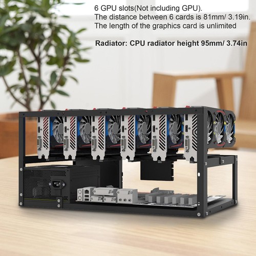 `Mining Rig Frame Case Graphics Card Holder 6 Gpu Rack Stackable Miner Comp - Photo 8/10