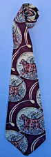 VTG 1940s TIE, RED SETTER DOG PRINT Wembley "All Wool" Swing Deco Brown. Flaws.