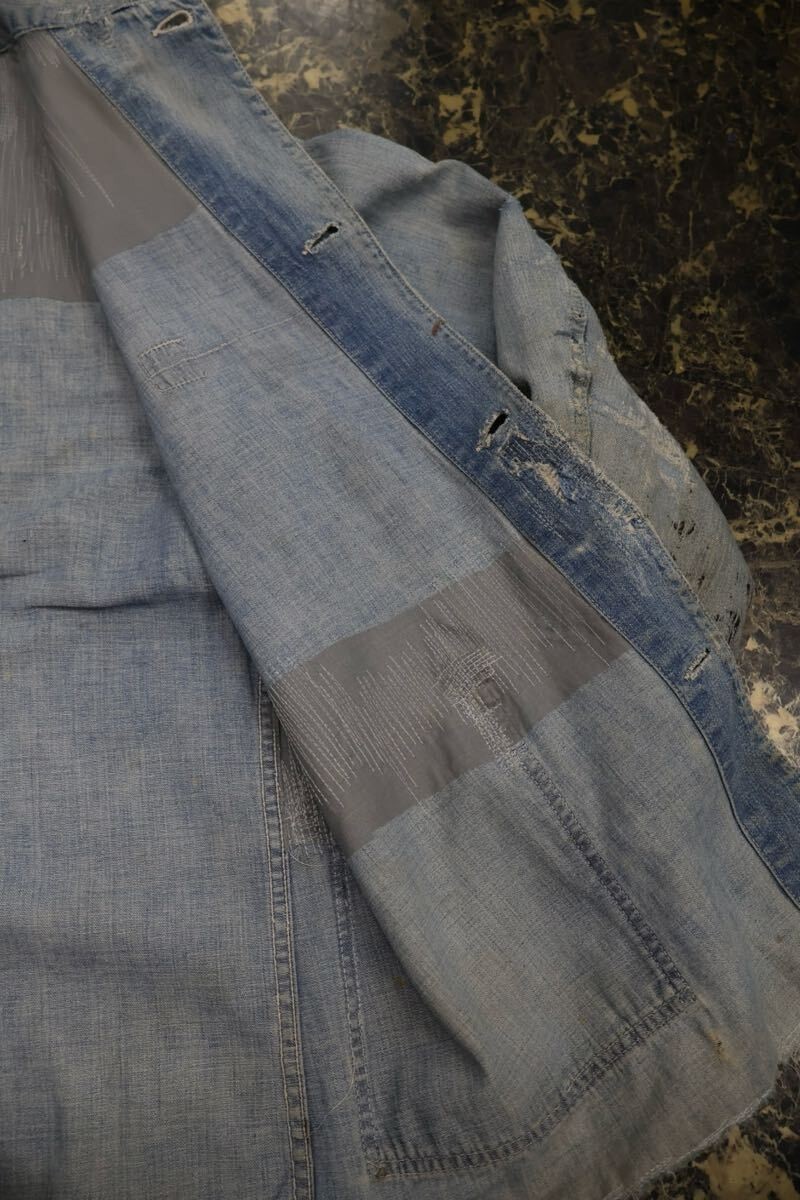 Carhartt 40s Vintage Denim Work Jacket 2 Pockets Heart Tag Men's Workwear image 10