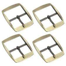 4Pcs 1.26" Single Prong Belt Buckle Square Center Bar Buckles for Belt, Bronze