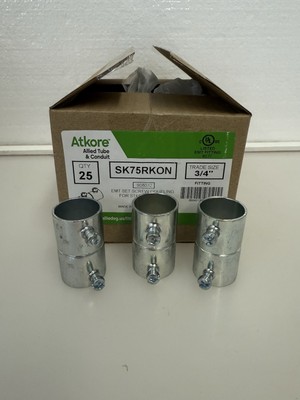 NEW!! 25 pcs Atkore STEEL (NOT DIE CAST) SK75RKON 3/4'' Emt Set Screw Coupling