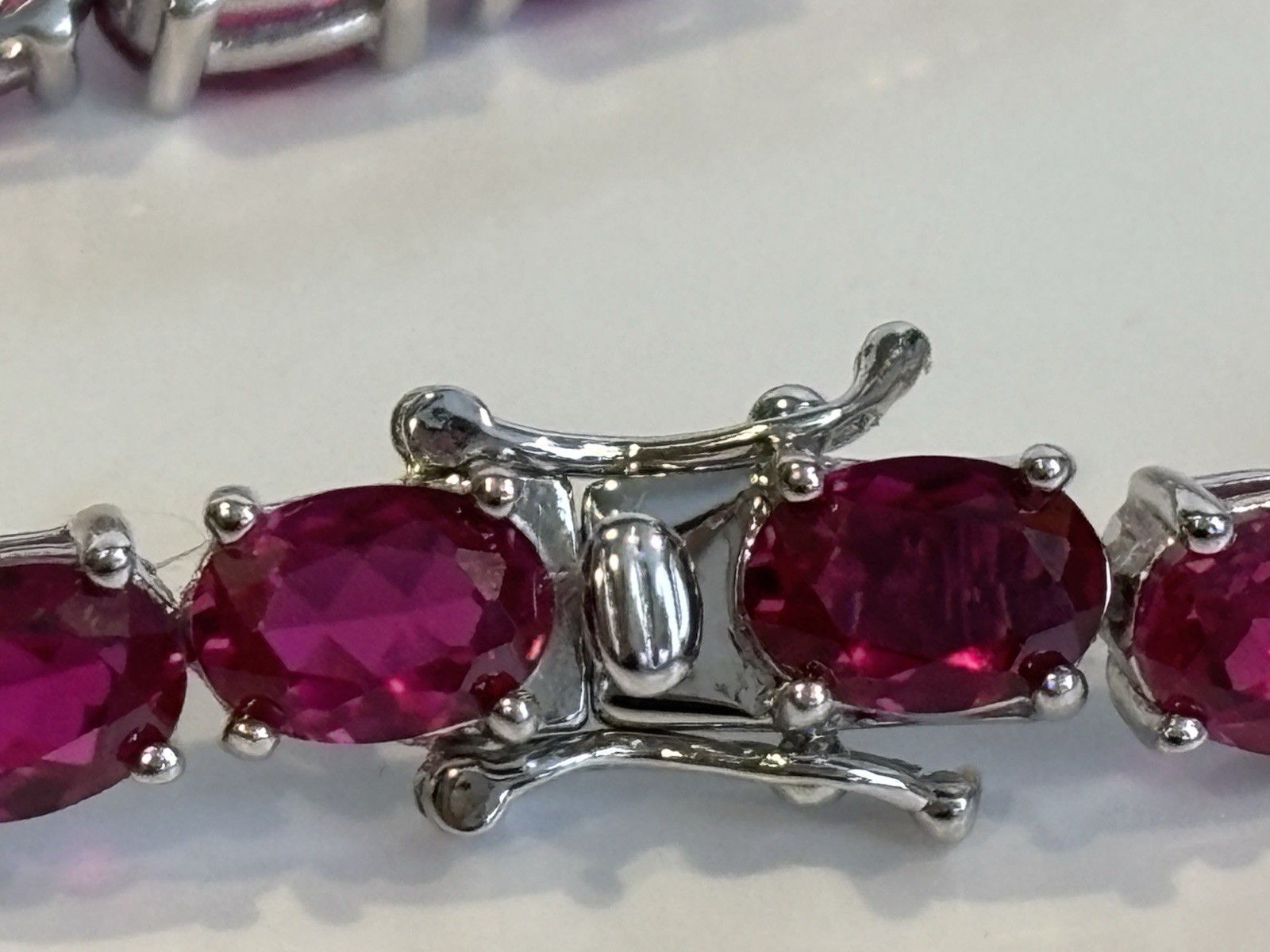 Sterling Silver 925 Lab Created Pink Ruby Tennis … - image 7