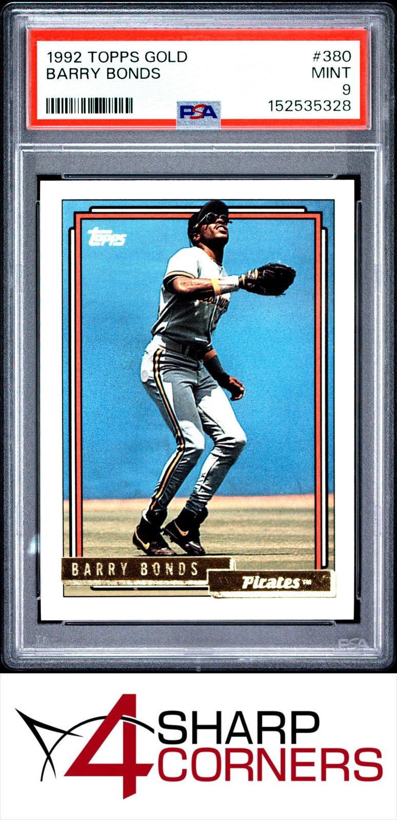 1992 TOPPS GOLD #380 BARRY BONDS PIRATES PSA 9
