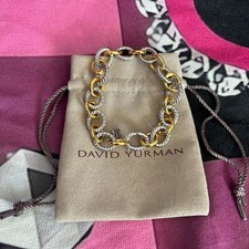 David Yurman Oval cable Chain Bracelet Sterling Silver w/ 18K Gold Link