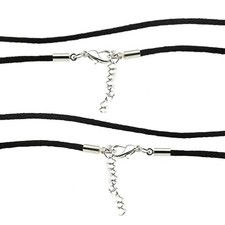 Silk Satin Cord Rope Necklace  2 Pack  24"  18"  Black Combo Set