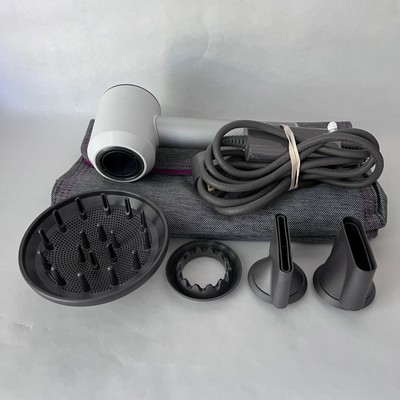 White Dyson Super Sonic Hair Dryer W/Attachments & Storage Bag Tested Used Twice