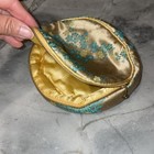 3 Piece Vintage Cosmetic Bags Gold Oriental with Blue flowers. Snap Zip Closure — photo 2