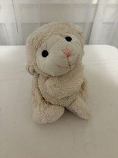 Plush Cream Lamb Sheep Puppet Full Body Plastic Eyes Pink Thread Nose Mouth