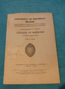 UNIVERSITY OF CINCINNATI RECORD - COLLEGE OF MEDICINE 1917-1918 COURSES BOOK