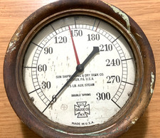 US GAUGE CO. Sun Shipbuilding & Dry Dock Co. 175 LB. AUX STEAM DBL SPRING Gauge