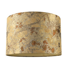 Designer Textured Gold and Burnt Orange Jacquard Fabric Drum Lampshade by Hap...