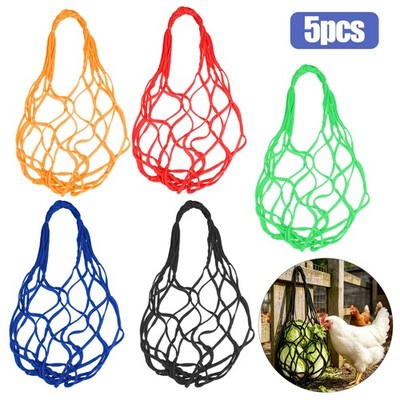 5PCS Slow Feed Hay Net Bags Hanging Feeder Durable Mesh for Rabbit Chicken Horse