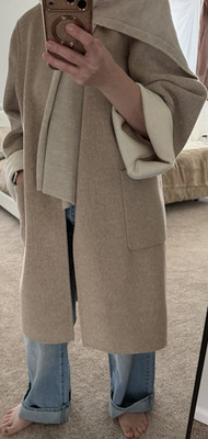 Paul Costelloe Living Studio Beige Ivory Long Overcoat Women M/L Lined