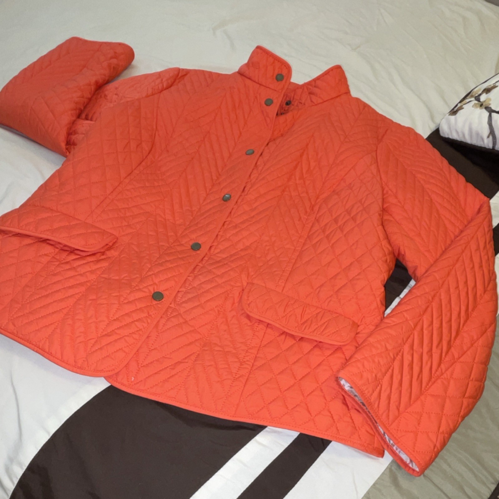 Talbots Orange Quilted Snap Jacket Lined Lightwei… - image 5