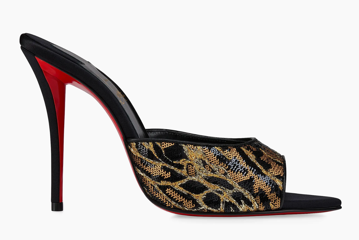 Christian Louboutin Miss Z Mule Ocelot 100 Black Backless Sandal
