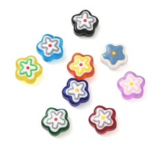 20pcs Handmade Lampwork Glass Flat Flower Blossom Loose Spacer Beads for DIY