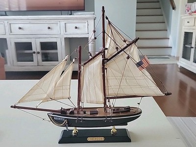 Wooden America Model Sailboat Decoration 16''.  Perfect For 250 Year Celebration