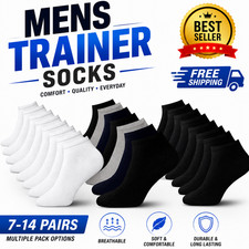 7-14 Pairs Mens Ankle Trainer Socks Gym Yoga Sports Cotton Low Cut Anklet Sock
