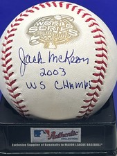JACK MCKEON FLORIDA MARLINS 2003 WS CHAMPS SIGNED OML WORLD SERIES BASEBALL
