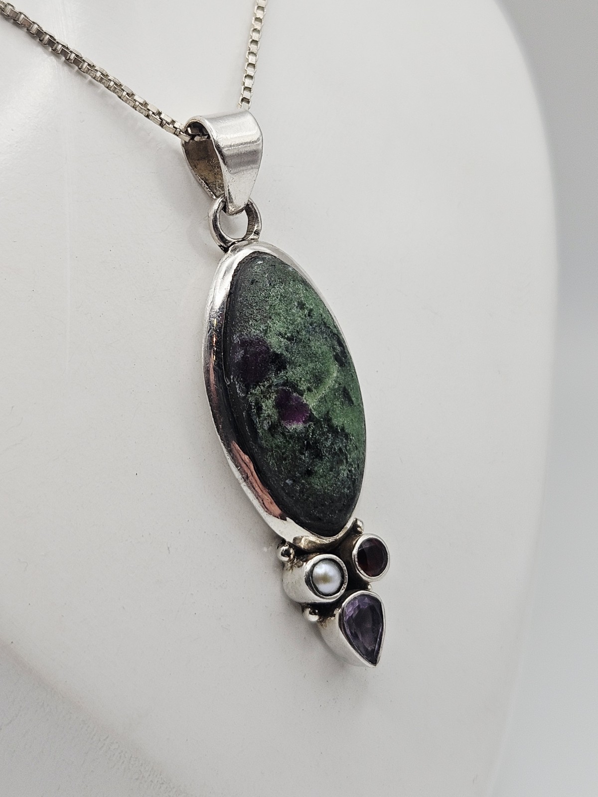 Sterling Silver Ruby In Zoisite, Garnet, Amethyst… - image 2