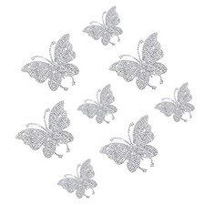 8 Pcs Bling Butterfly Car Decals Women Crystal Rhinestone Shiny Silver