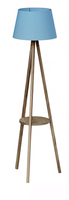 Moderne Blaue Stehlampe Mit Regal Aus Holz