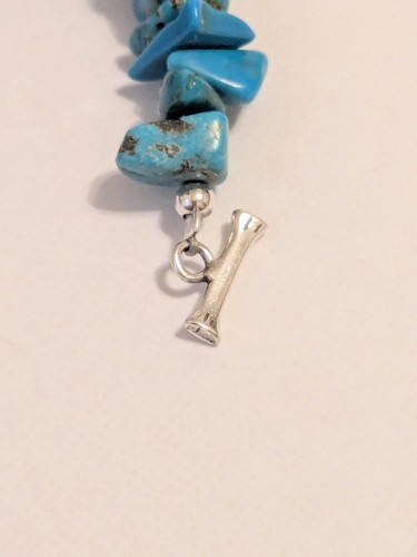 Faux Turquoise Chip Bracelet. 925 Sterling Silver Toggle Closure. 6.5". BOHO. - Picture 10 of 12