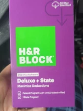 NEW! H&R Block Tax Software Deluxe + State 2024 PC/Mac Key Card Download
