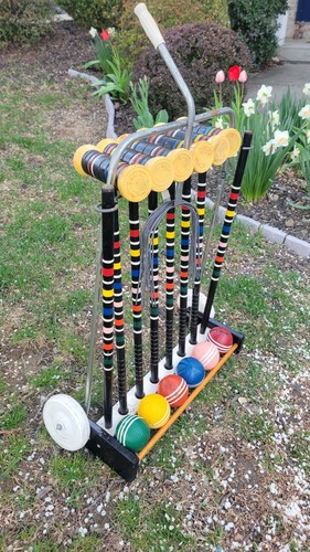 Antique croquet Set with original paint 1950s/60s .