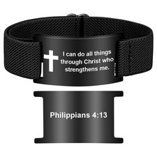 Bible Verse Cross Bracelet for Women Men, Christian WWJD Jesus is King Jewe - 42