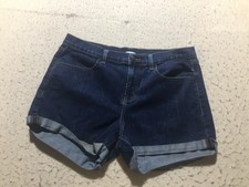 Old Navy Boyfriend Shorts Womens 12 Dark Blue Rolled Hem Pockets