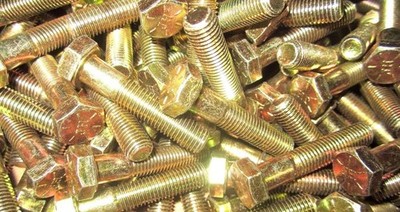 1/2-20 X 2 Fine Thread Hex Head Cap Screws Grade 8 Zinc Yellow 25 Pieces