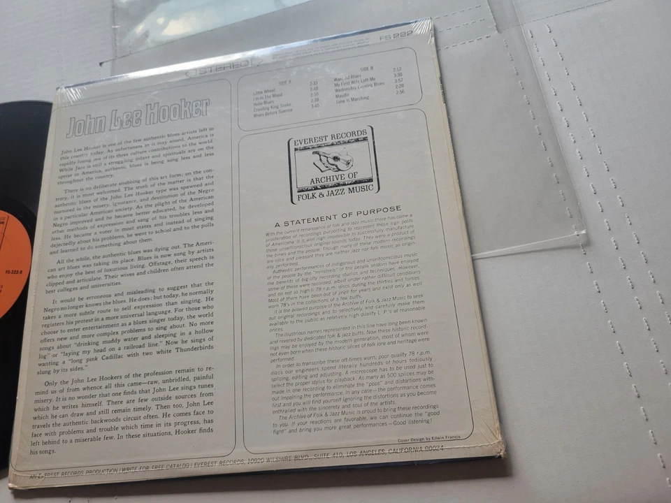 JOHN LEE HOOKER -John Lee Hooker IN SHRINK Compilation DELTA FOLK BLUES Lp - Image 3 of 4