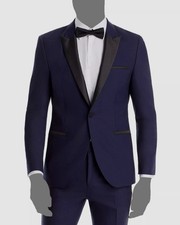  695 Hugo Boss Men's Blue Arti Extra Slim Fit Tuxedo Suit Jacket in size 40R