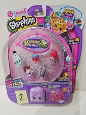 SHOPKINS Season 5 - 5 Pack W/ BRACELET  BACKPACK NEW W/BONUS Charm